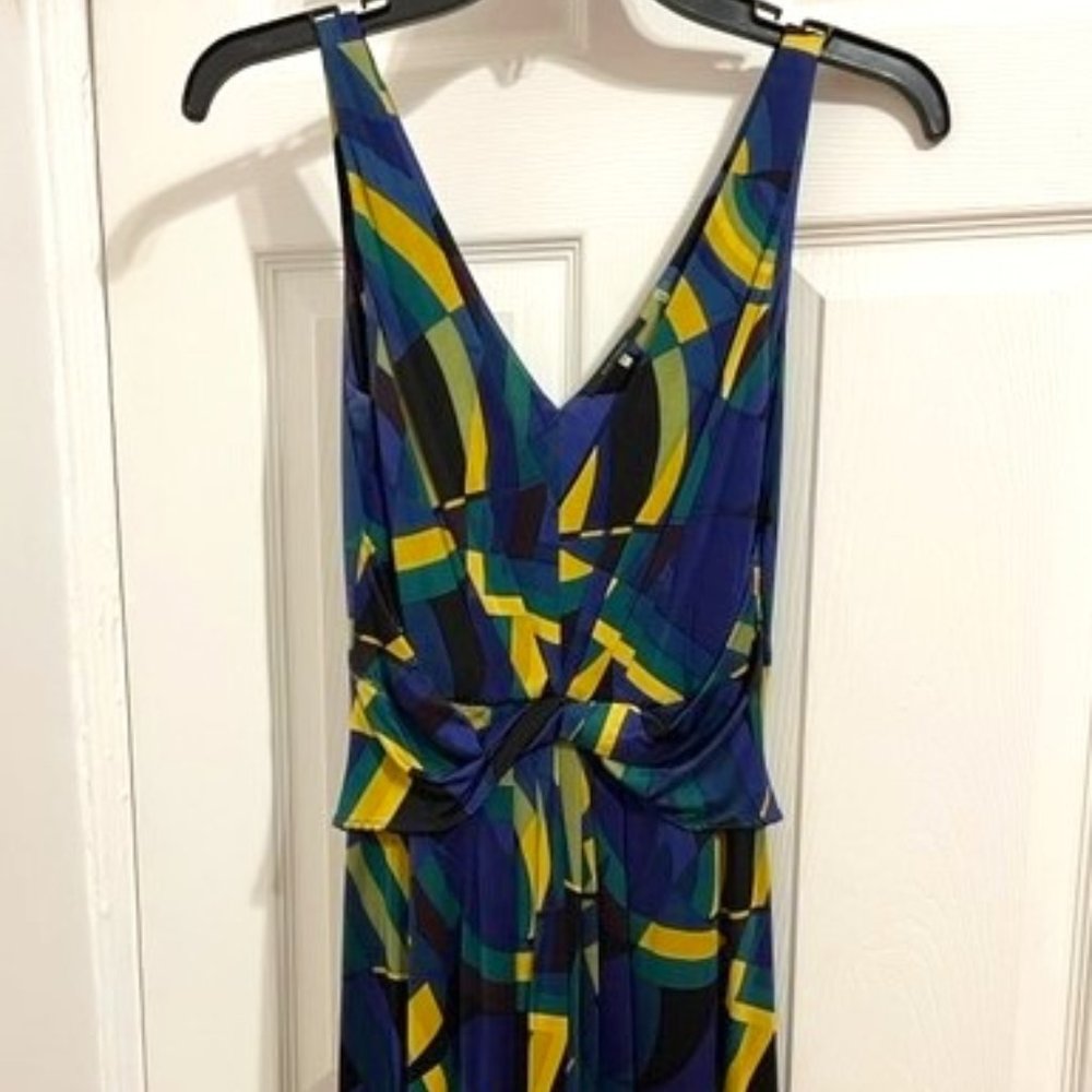 Ellie Tahari Geometric Pattern Silk Jersey Dress